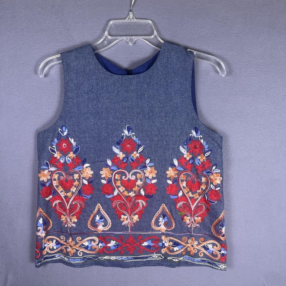 Anthropologie English Factory Sleeveless Floral‎ Embroidery Sz Small